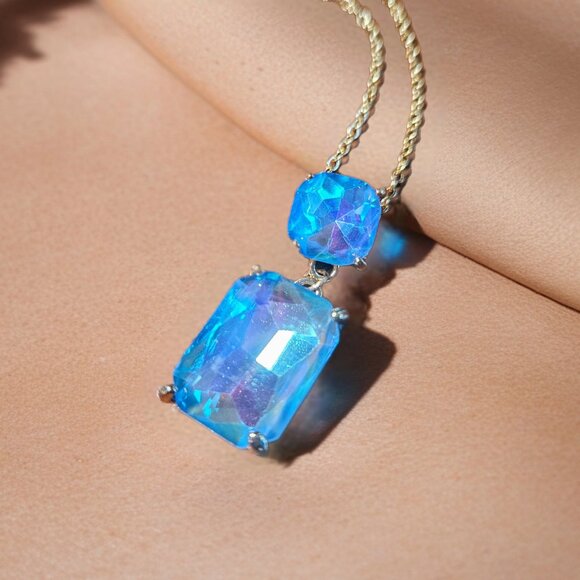 Azure Cascade Iridescent Necklace - Picture 6 of 9